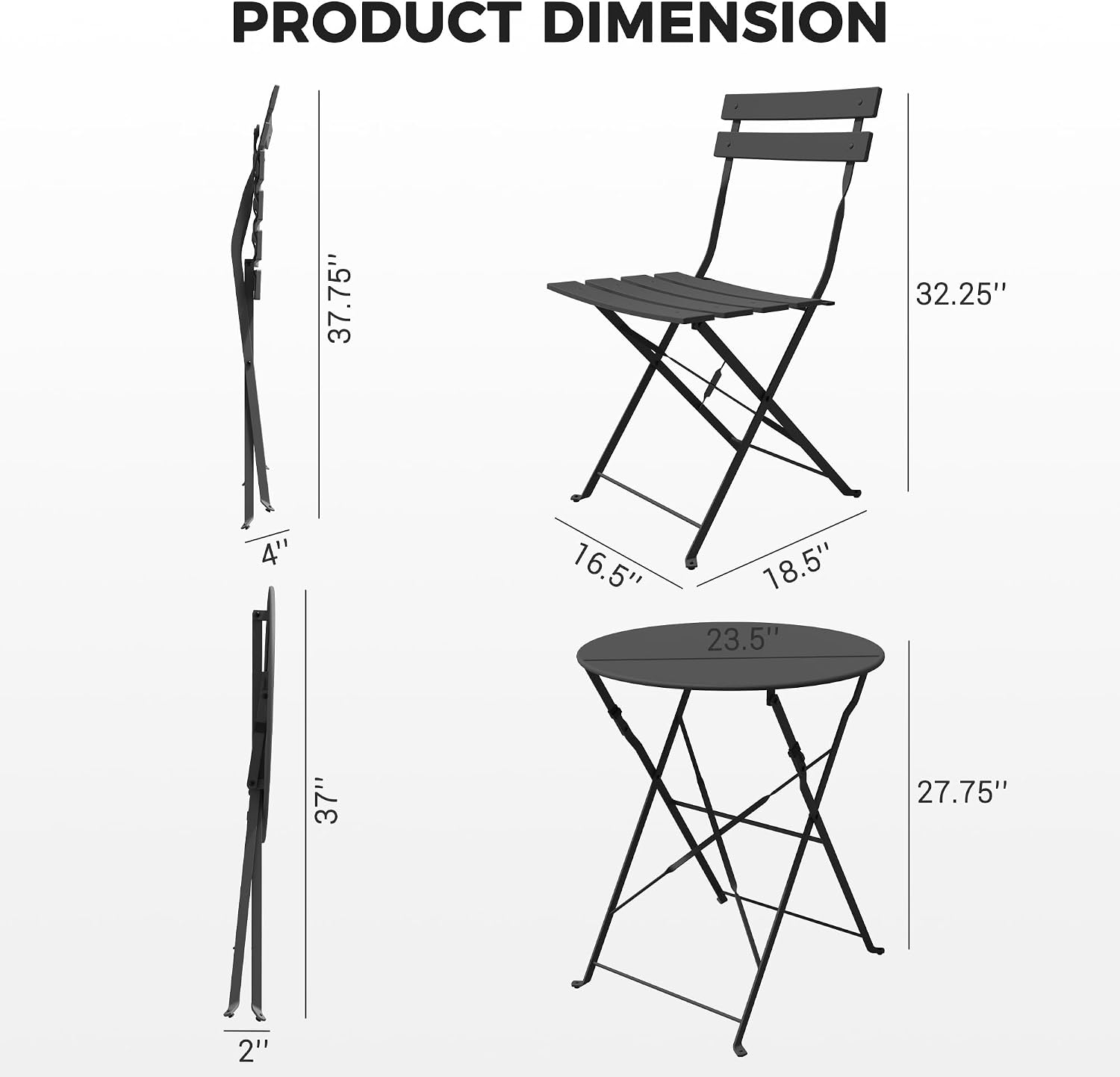 3-Piece Folding Bistro Set