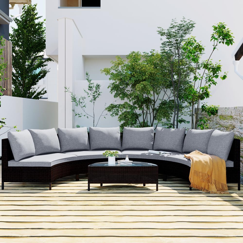 5-Piece Half-Moon Patio Sectional Set