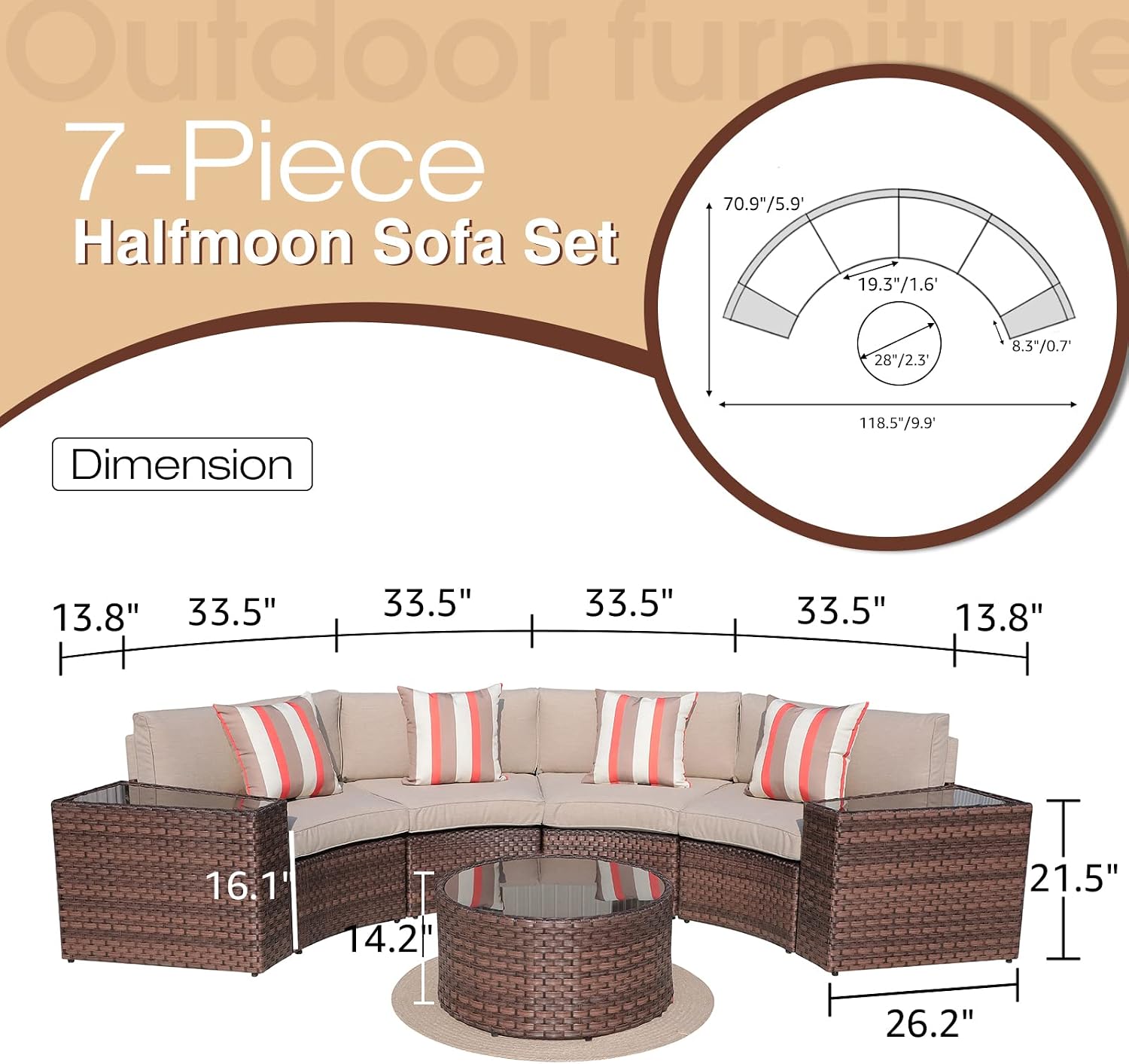 7-Piece Curved Sectional Set