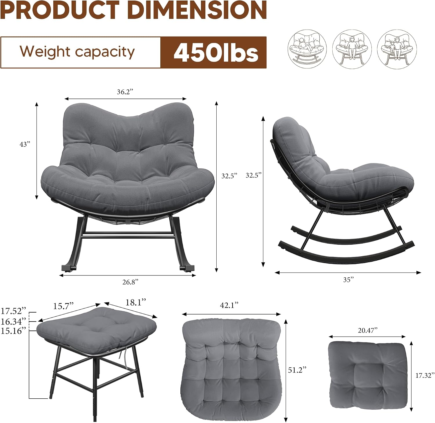 Outdoor Rocking Chair with Ottoman