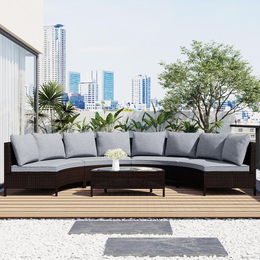 5-Piece Half-Moon Patio Sectional Set