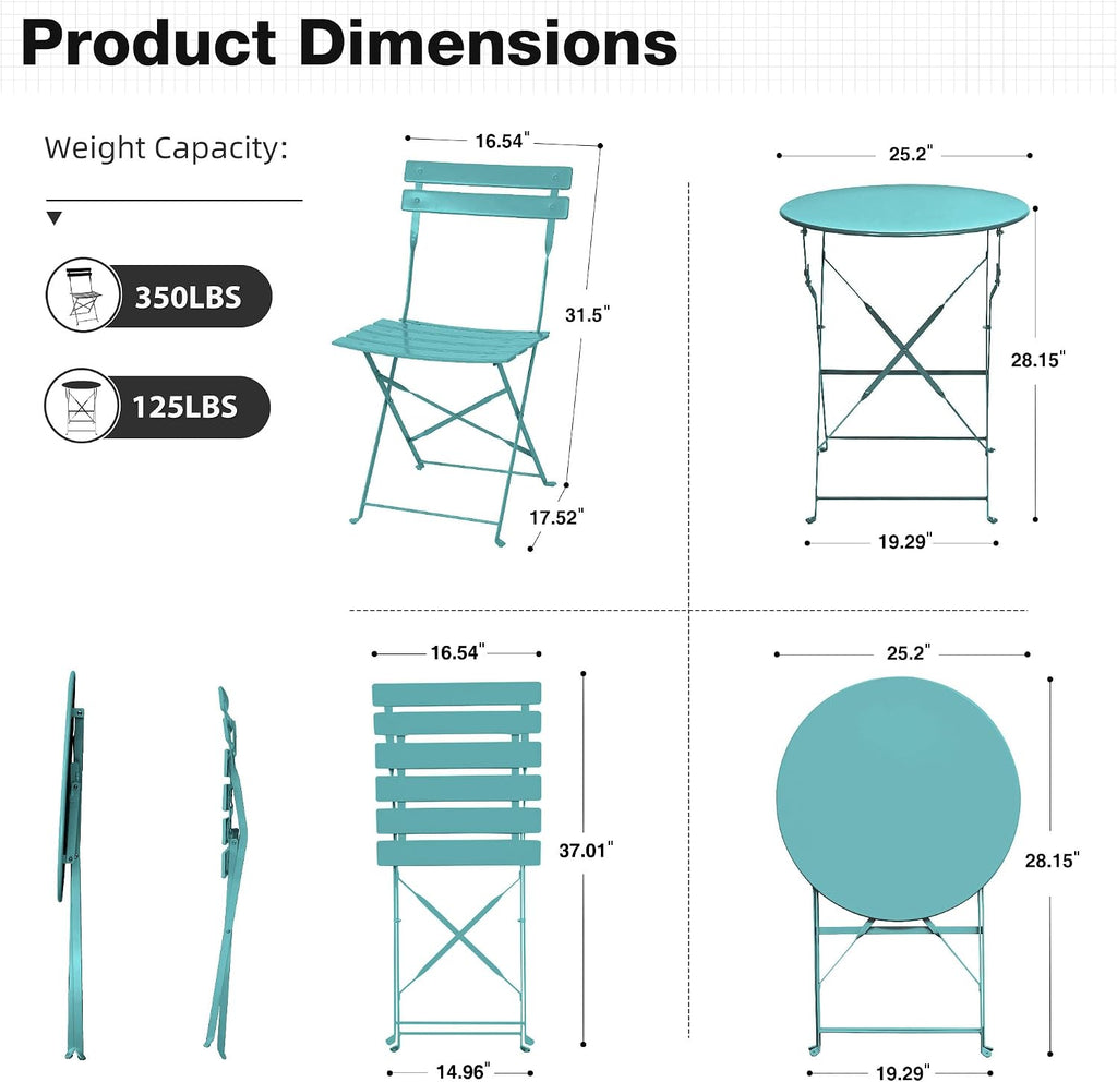 3 Pieces Patio Bistro Set
