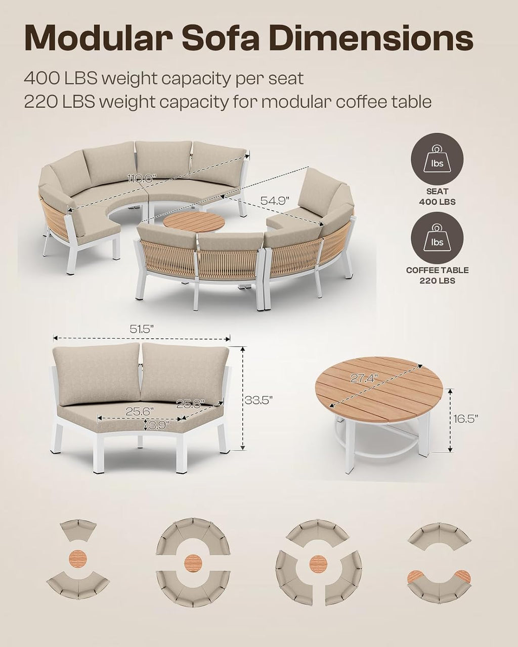 6-Piece Curved Patio Set
