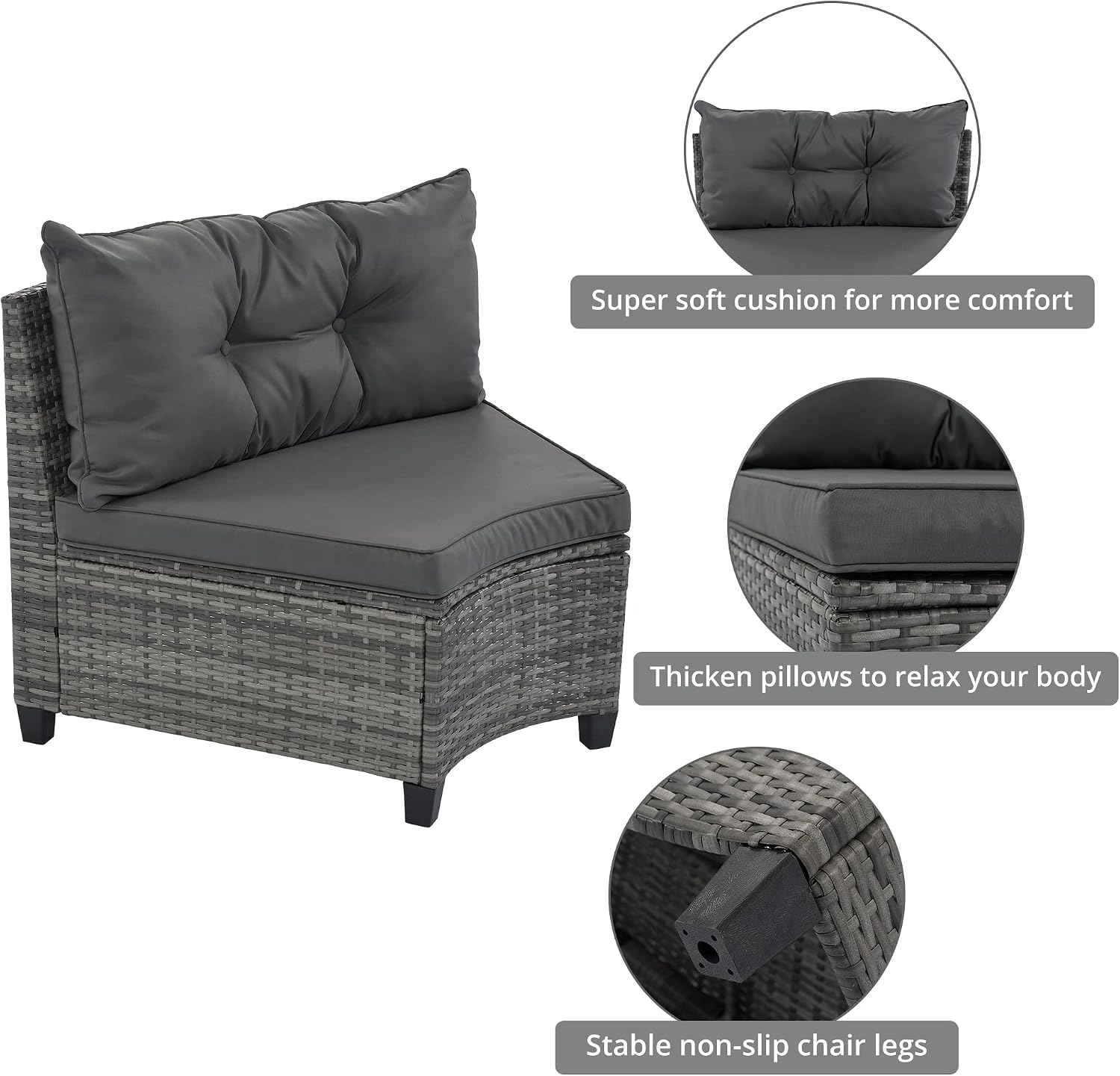 8-Pieces Half-Moon Wicker Sofa Set