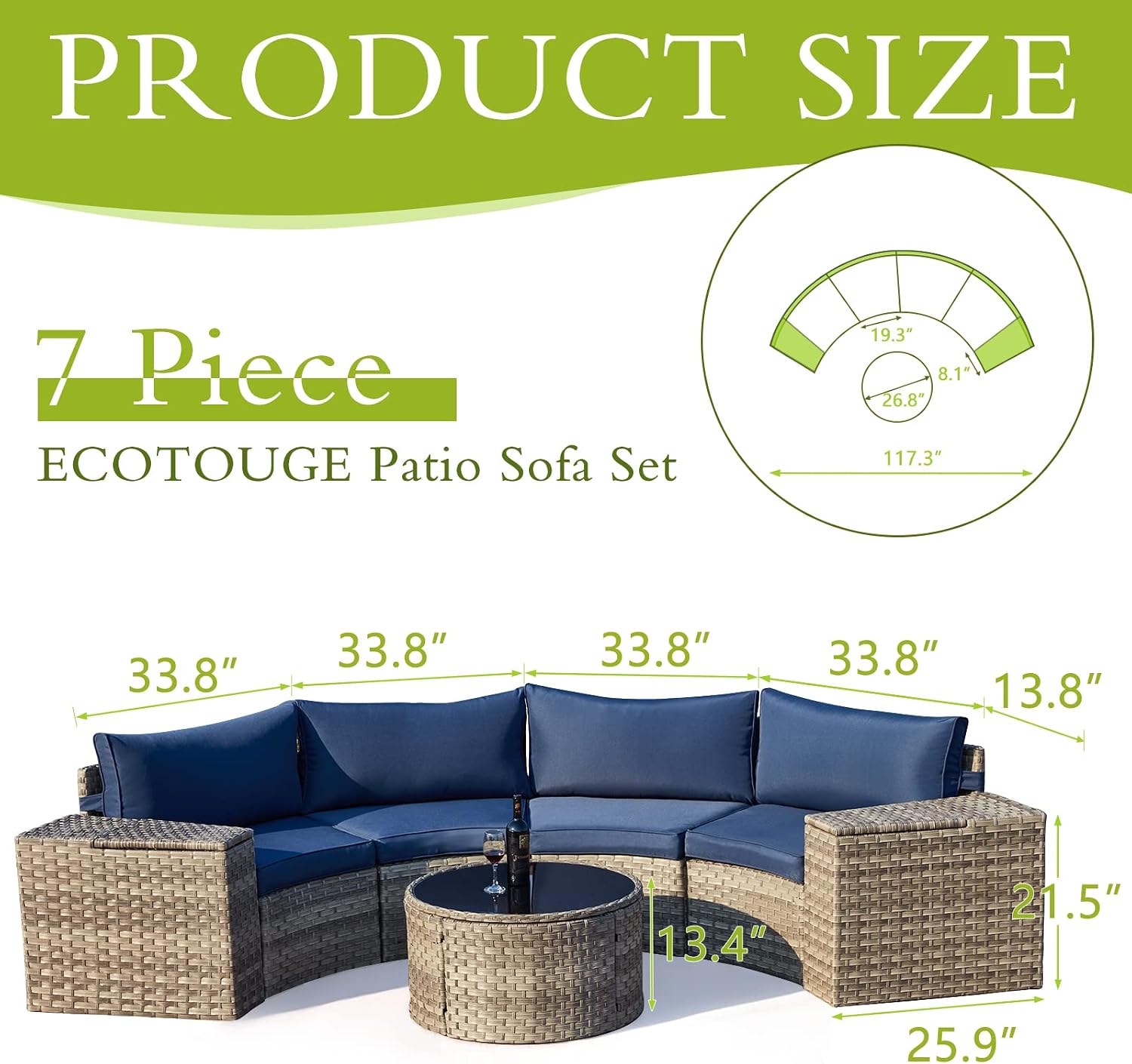 7-Piece Curved Wicker Patio Set