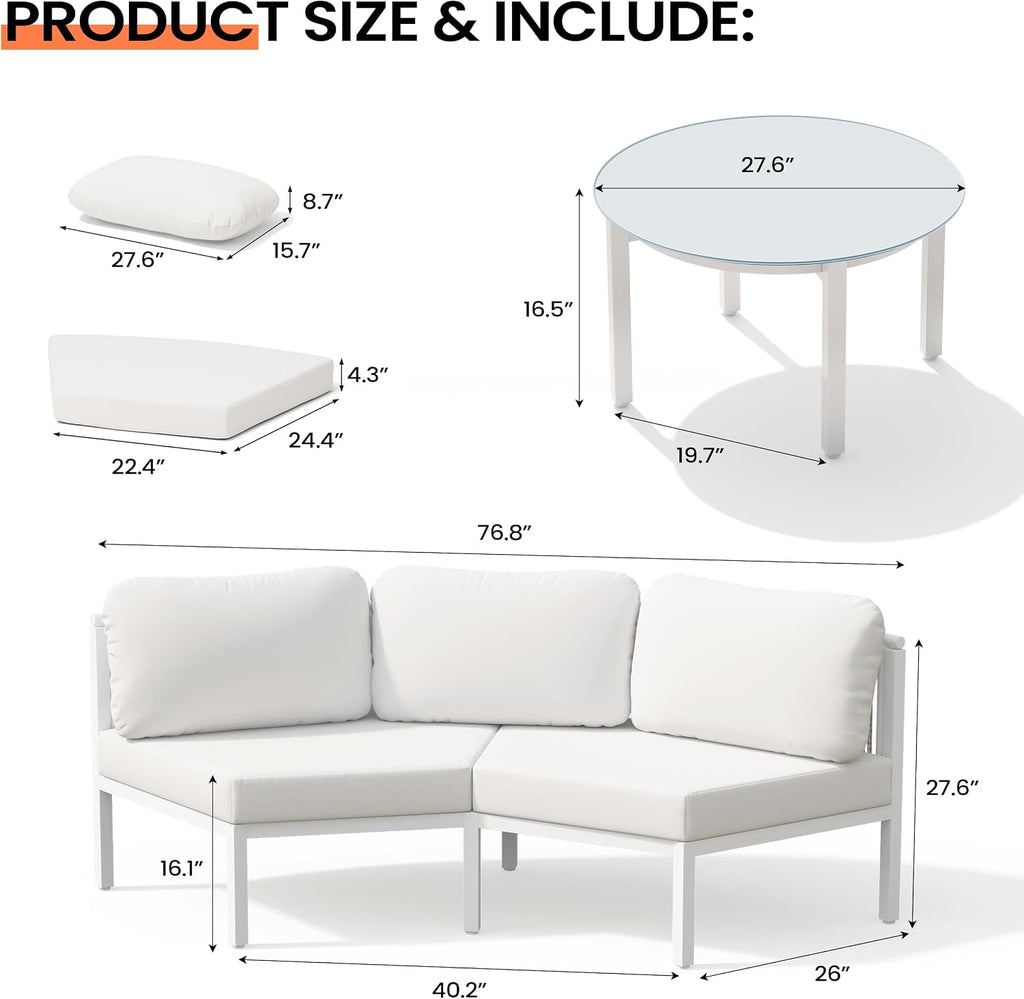 7 Piece Aluminum Curved Sectional Set