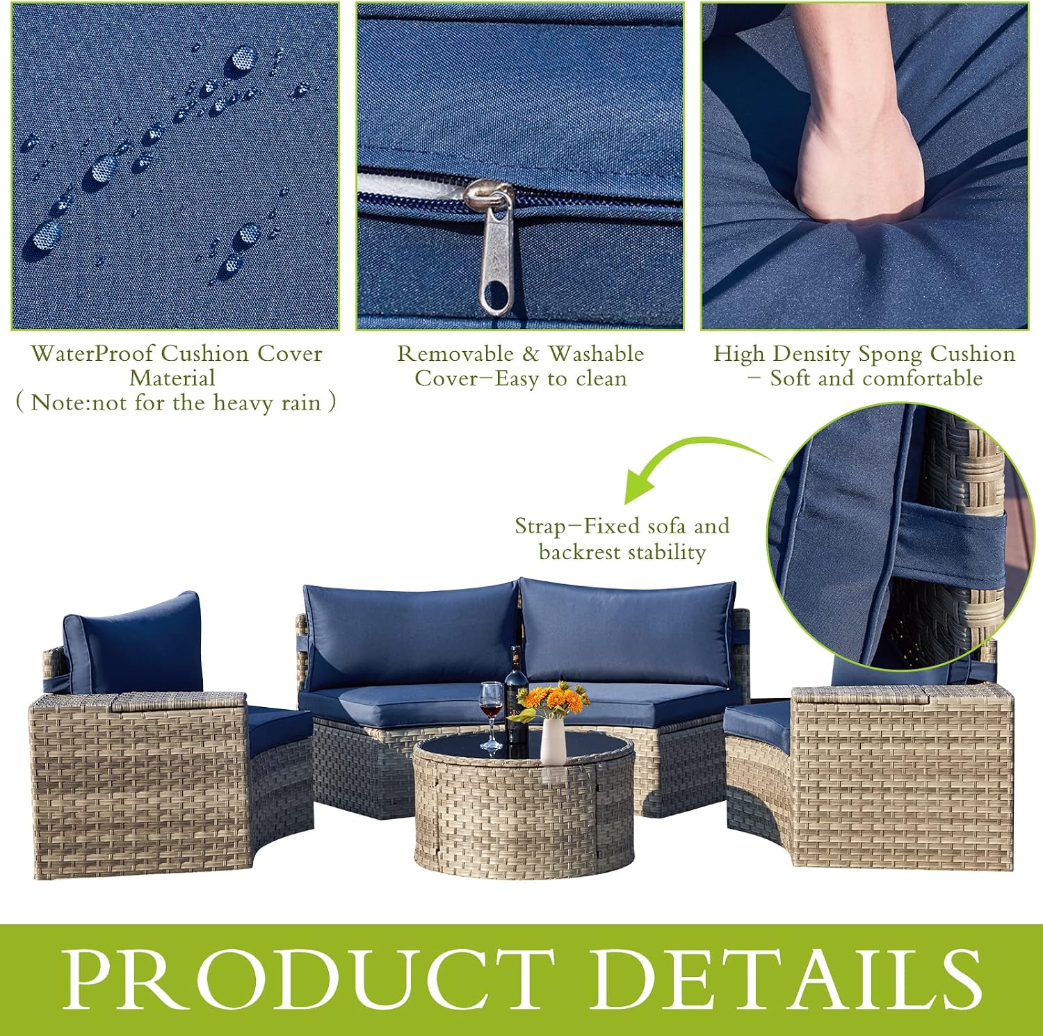 7-Piece Curved Wicker Patio Set