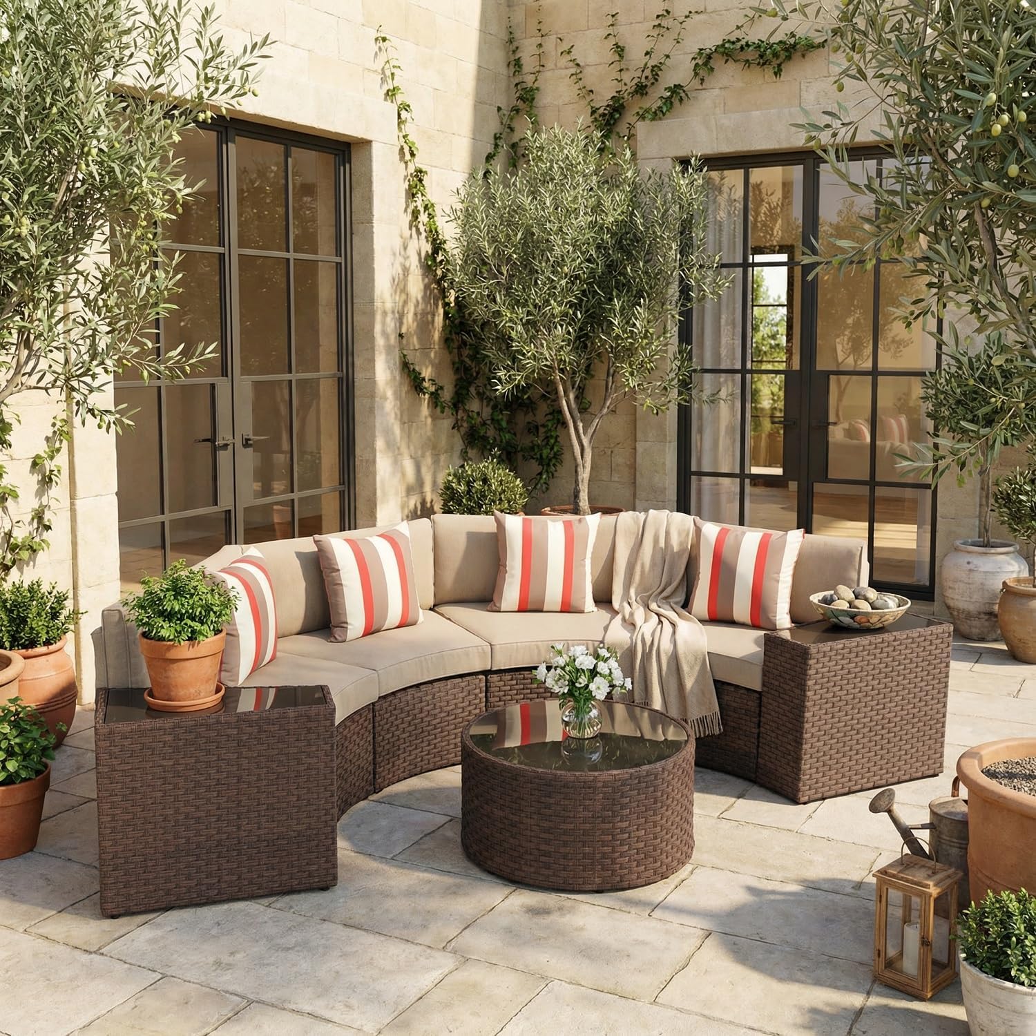 7-Piece Curved Sectional Set