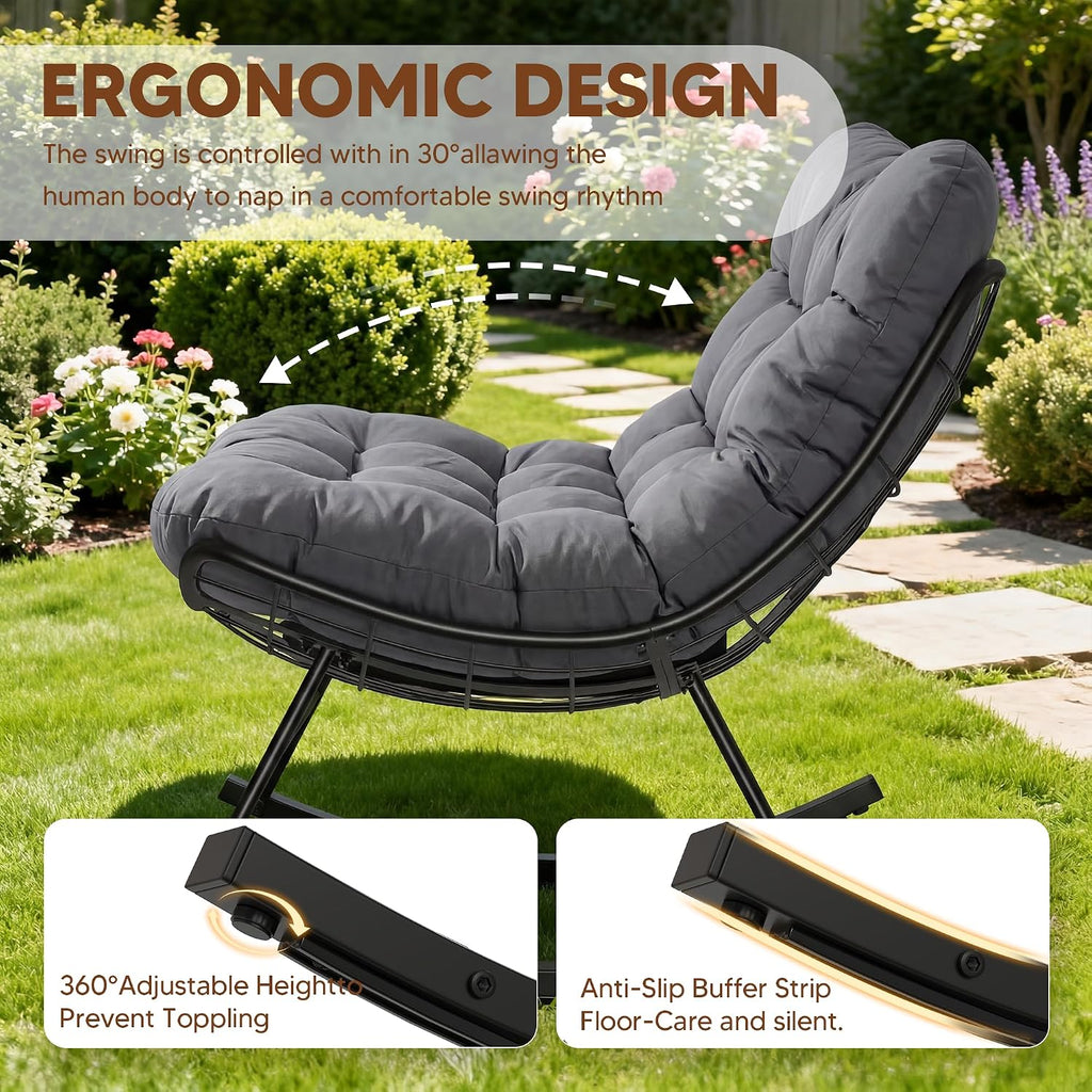 Outdoor Rocking Chair with Ottoman