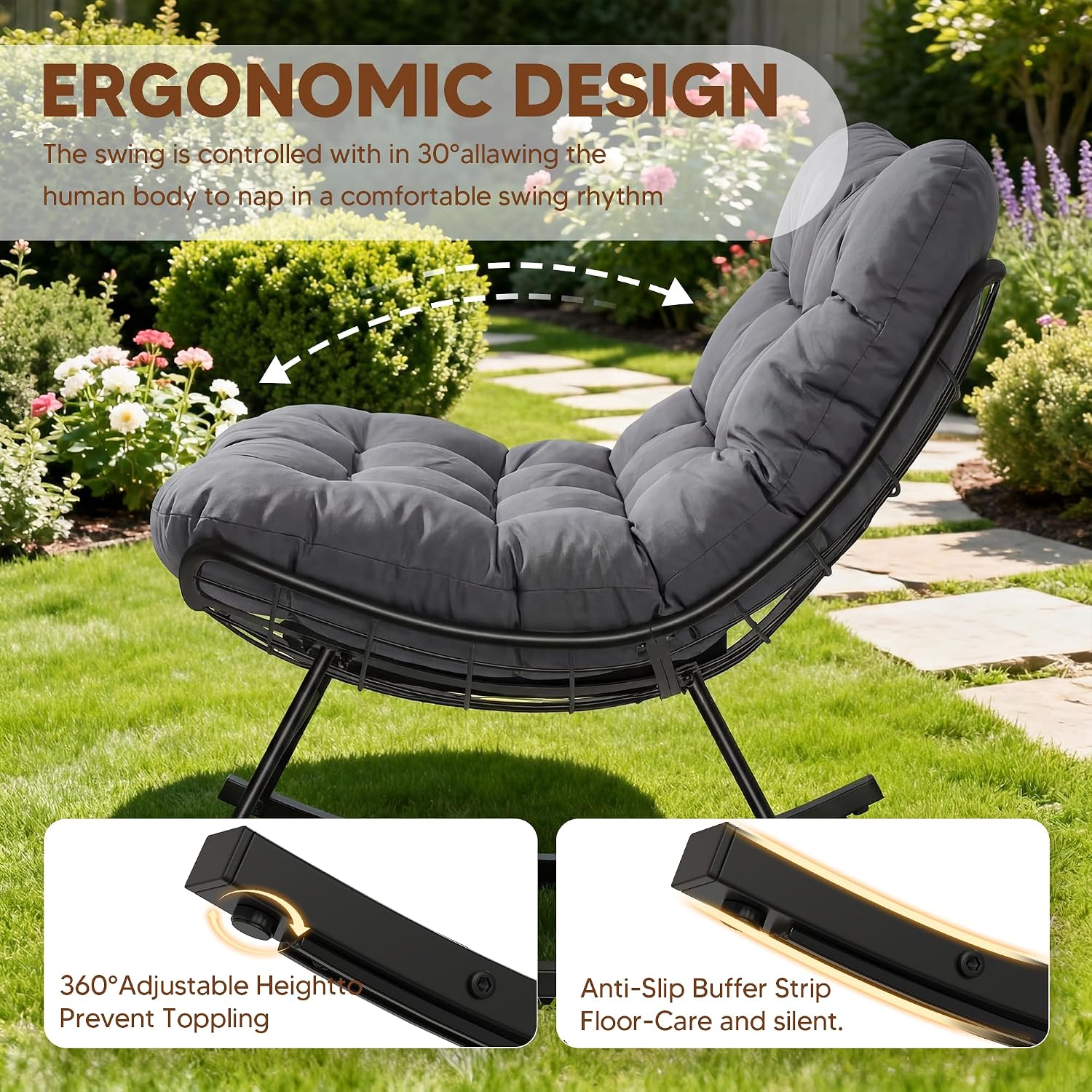 Outdoor Rocking Chair with Ottoman