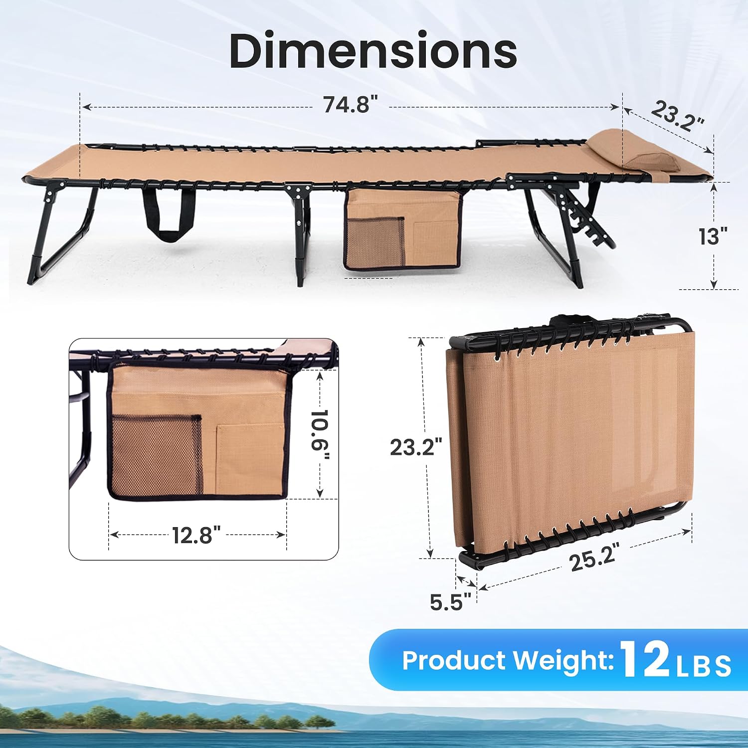 2 Pack Outdoor Folding Chaise Lounge