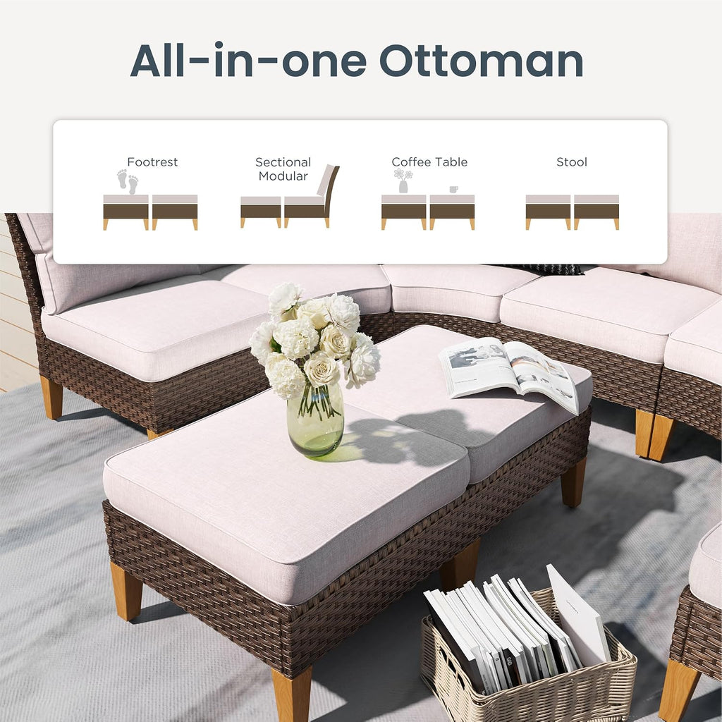 8-Piece Half-Moon Wicker Set