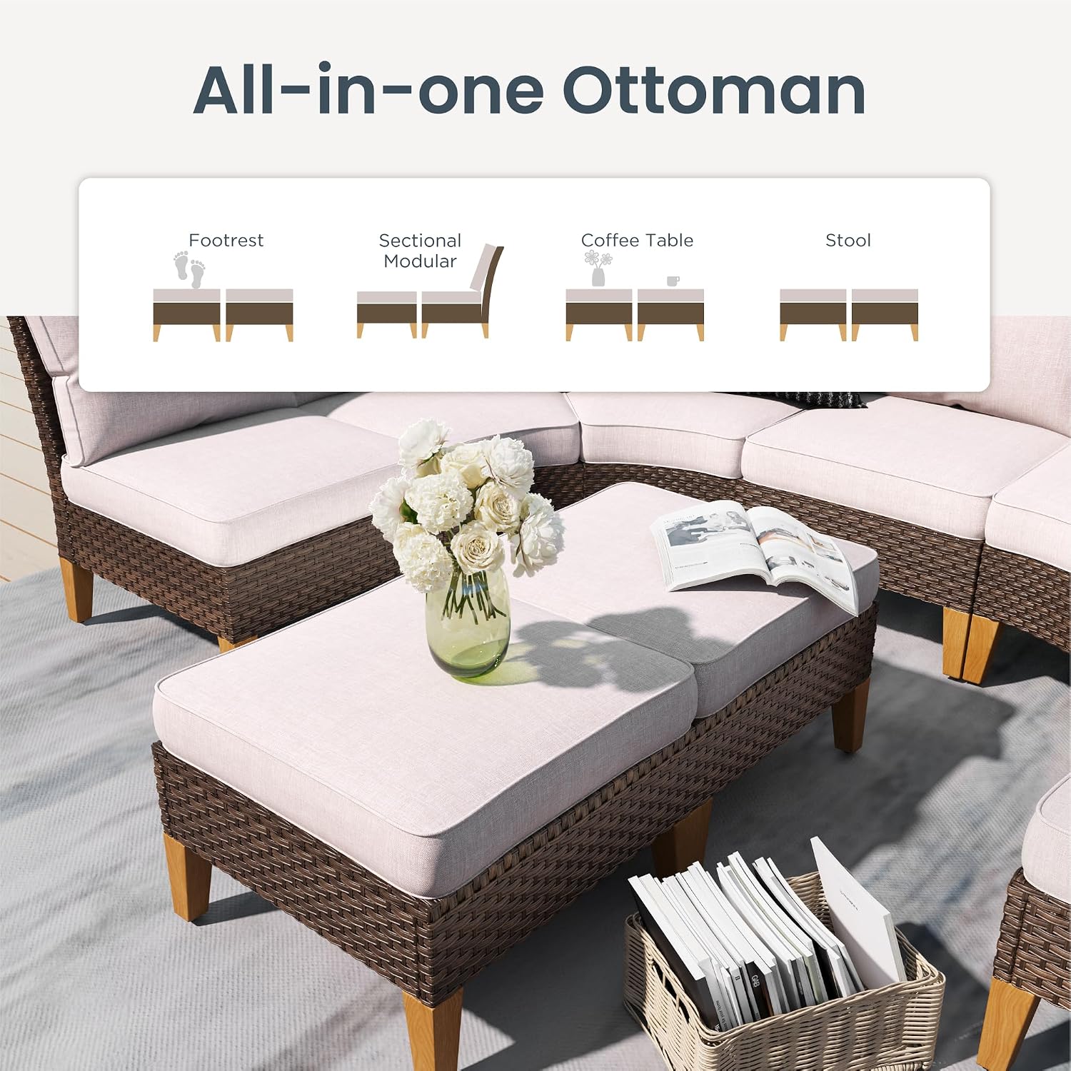 8-Piece Half-Moon Wicker Set