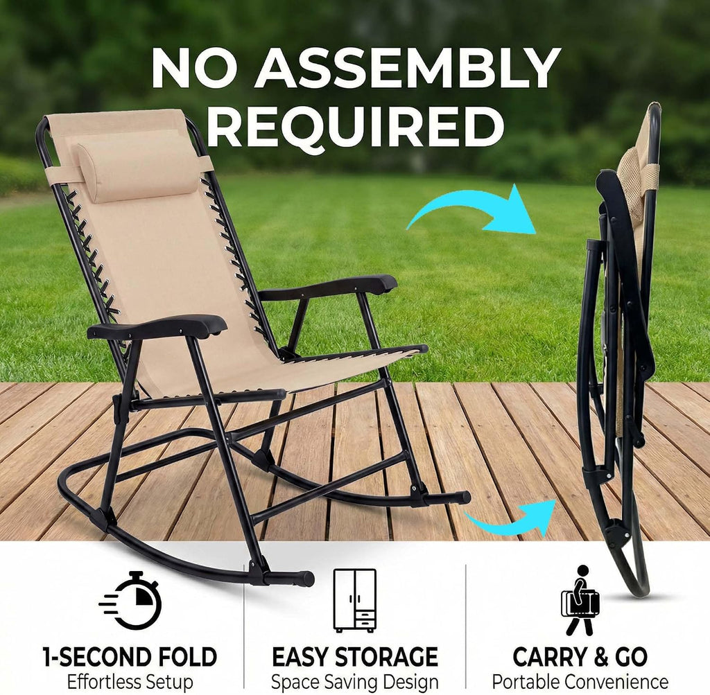 Folding Rocking Camping Chair 2 Pack