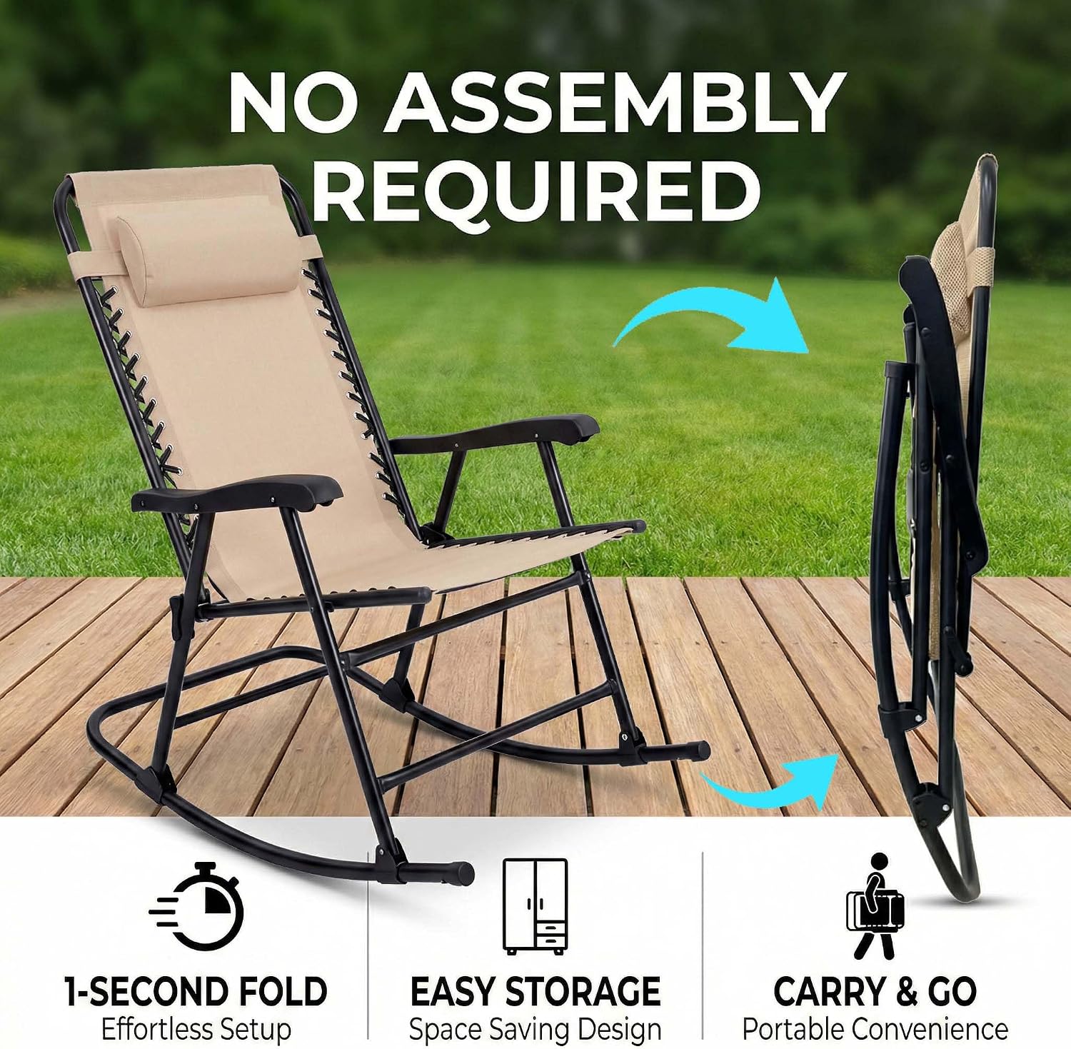 Folding Rocking Camping Chair 2 Pack