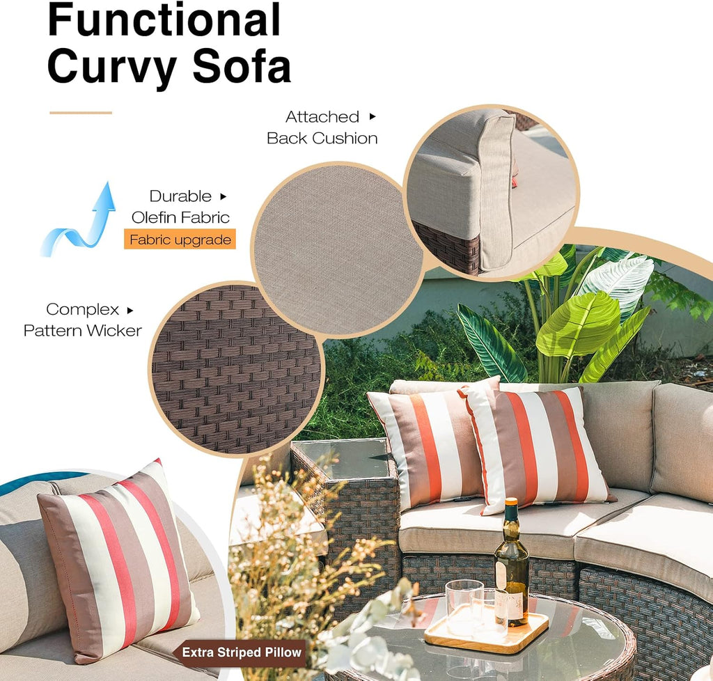 7-Piece Curved Sectional Set
