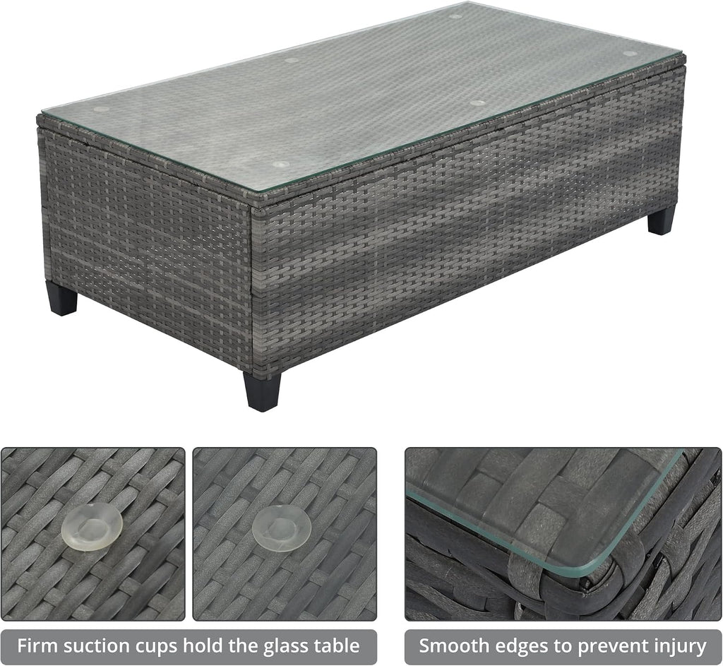 8-Pieces Half-Moon Wicker Sofa Set