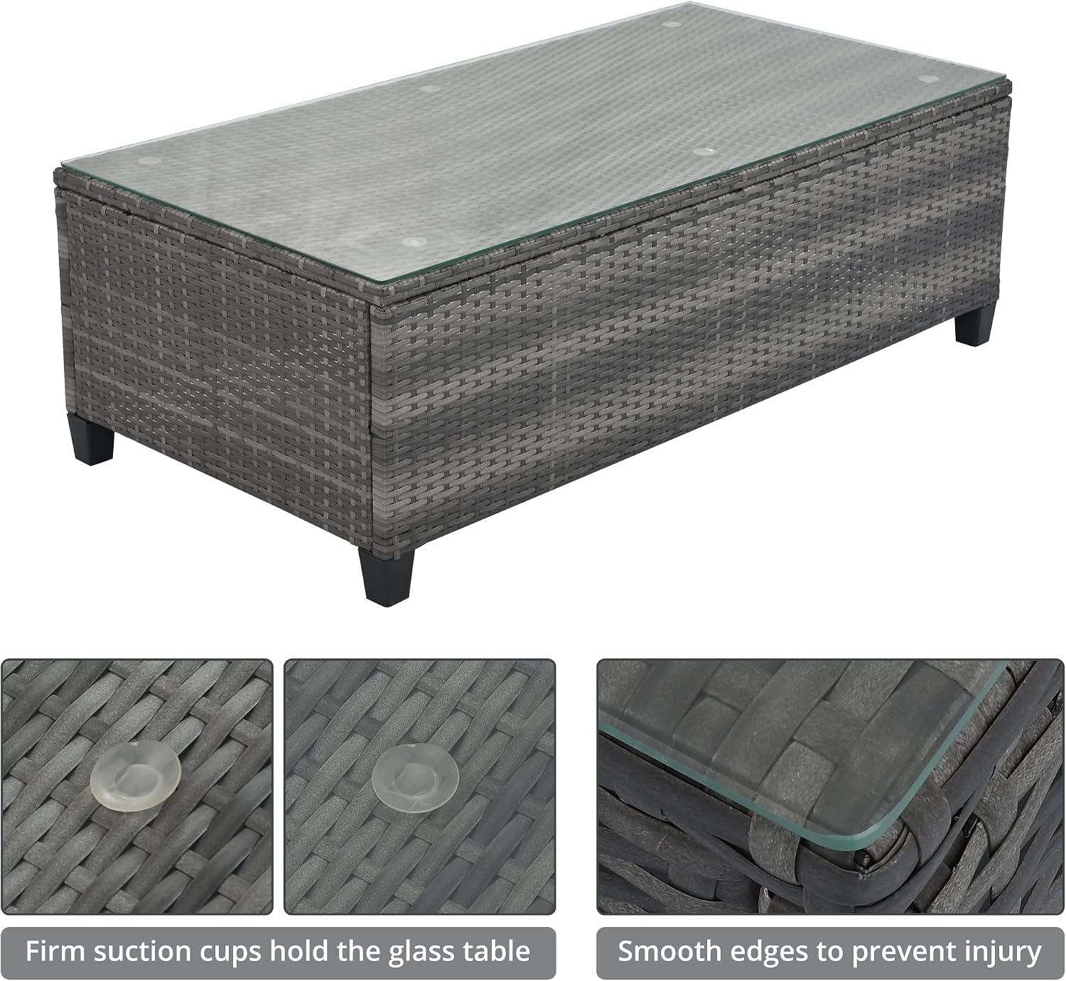 8-Pieces Half-Moon Wicker Sofa Set