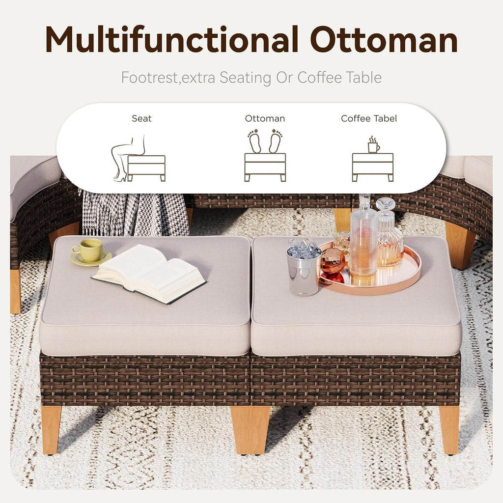 7 Pieces Half-Moon Wicker Set