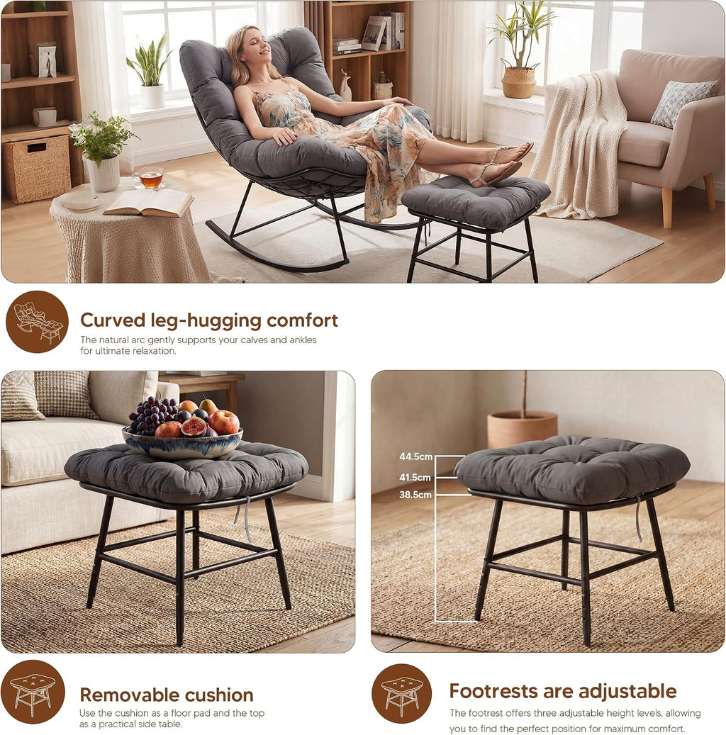 Outdoor Rocking Chair with Ottoman