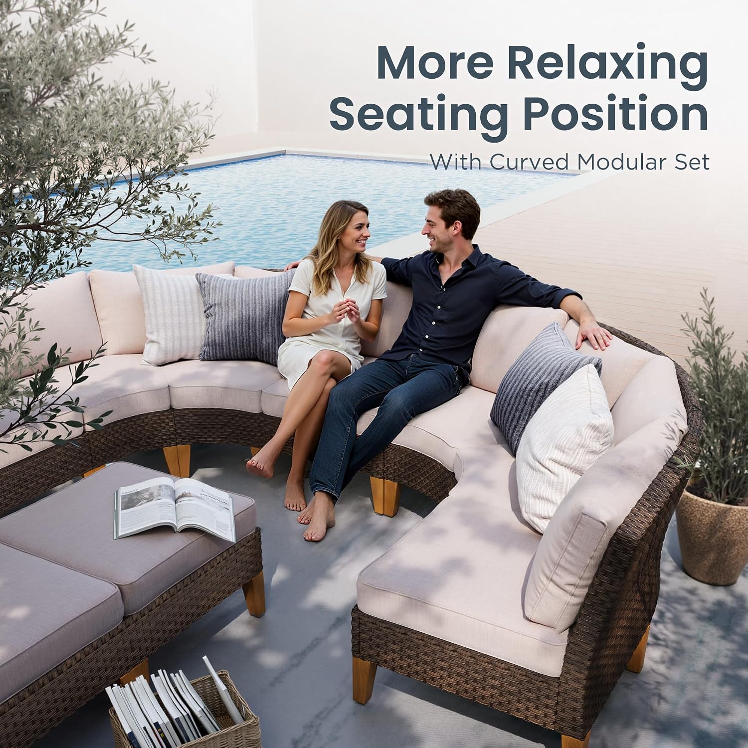 8-Piece Half-Moon Wicker Set