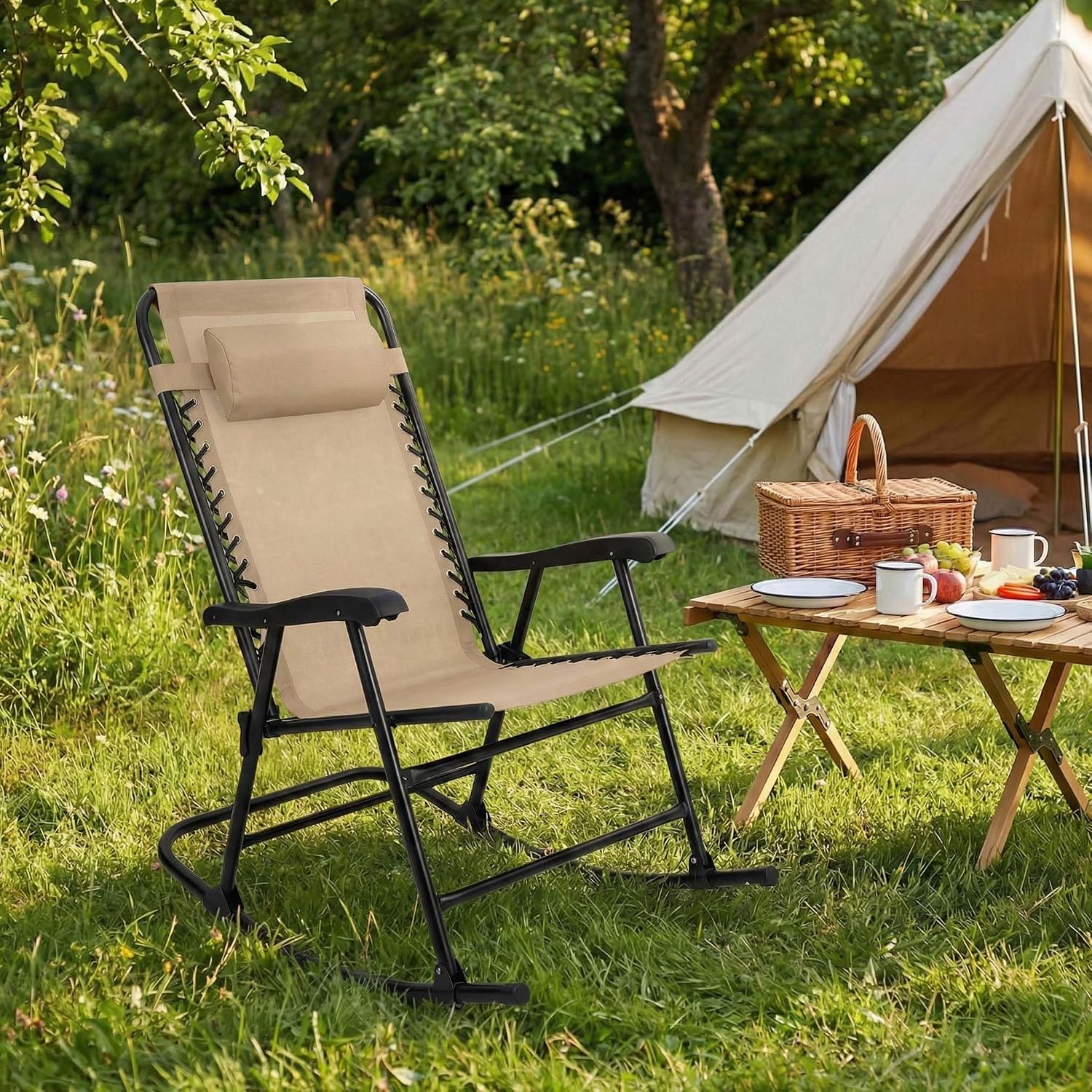 Folding Rocking Camping Chair 2 Pack