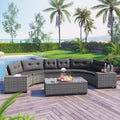 8-Pieces Half-Moon Wicker Sofa Set