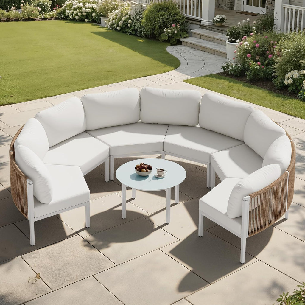 7 Piece Aluminum Curved Sectional Set