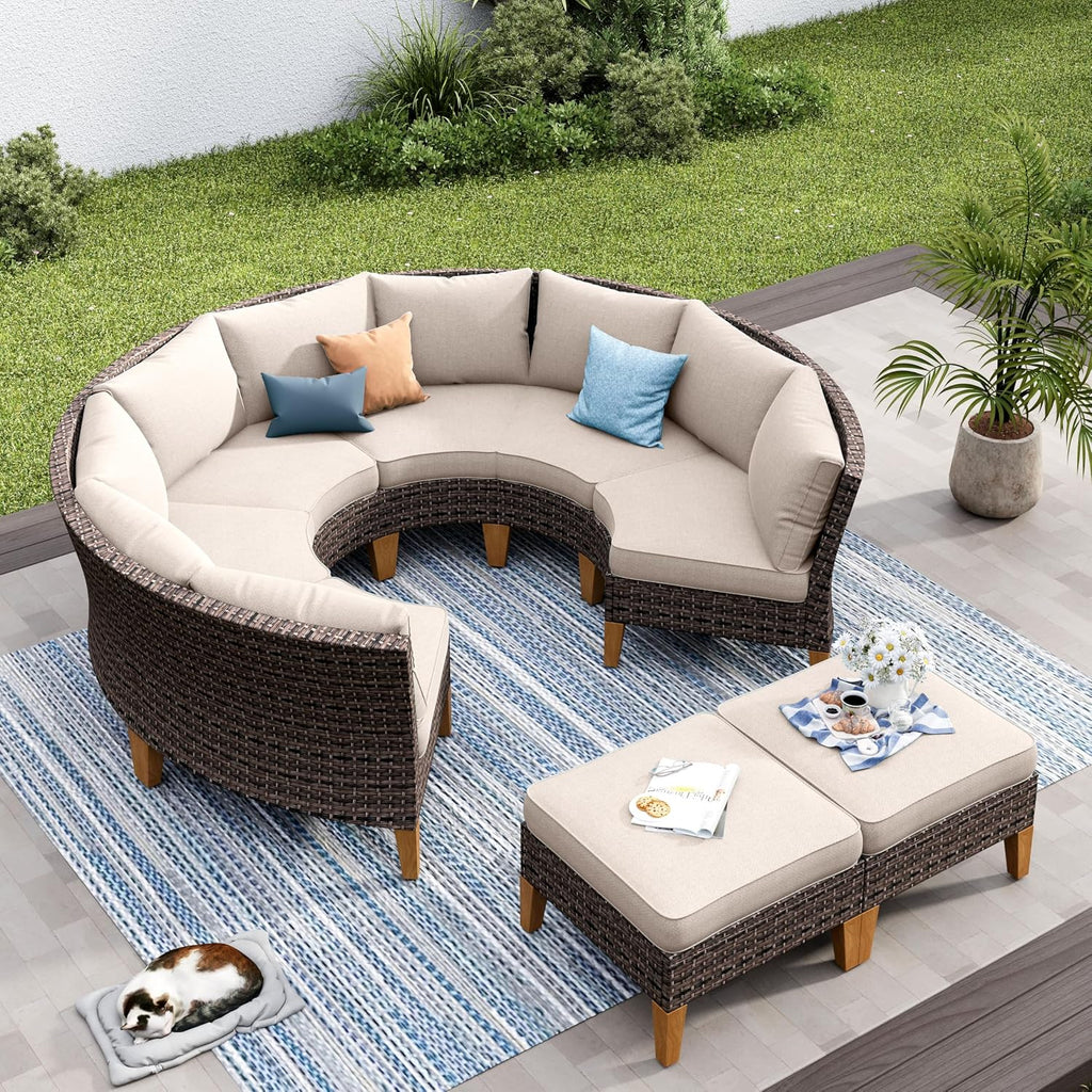 8-Piece Half-Moon Wicker Set