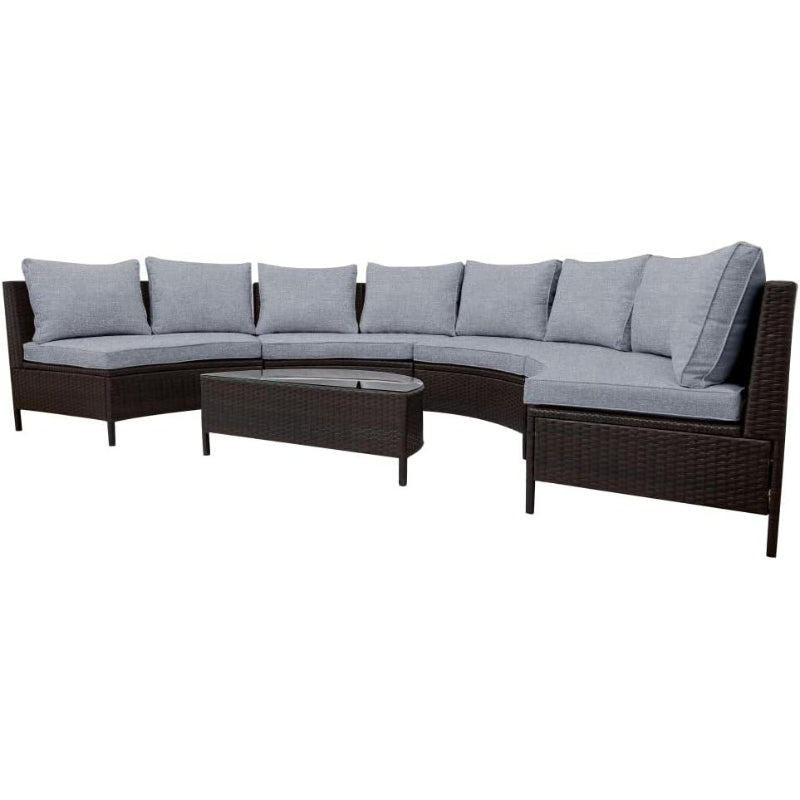 5-Piece Half-Moon Patio Sectional Set