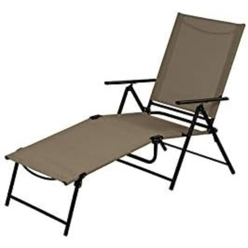 Black Steel Frame Sling Lounge Chair