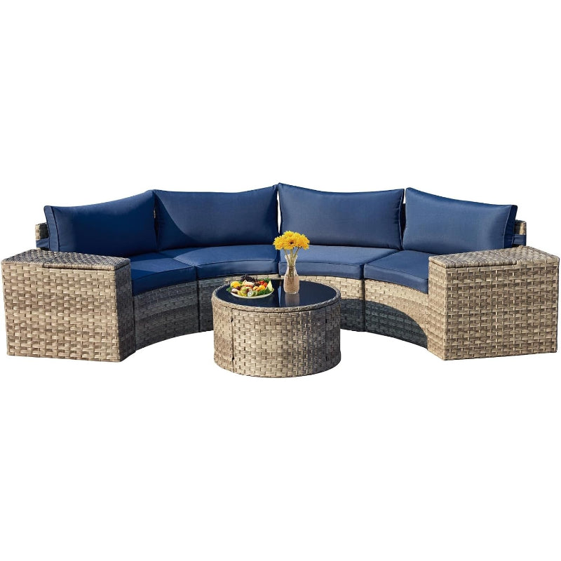 7-Piece Curved Wicker Patio Set